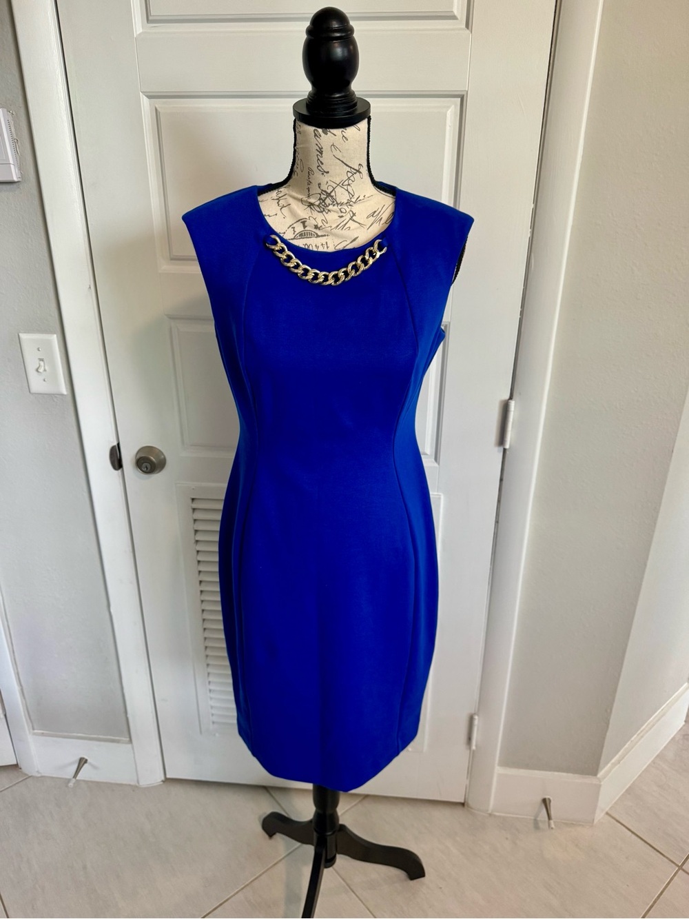 Calvin Klein Royal Blue Chain-Accent Dress